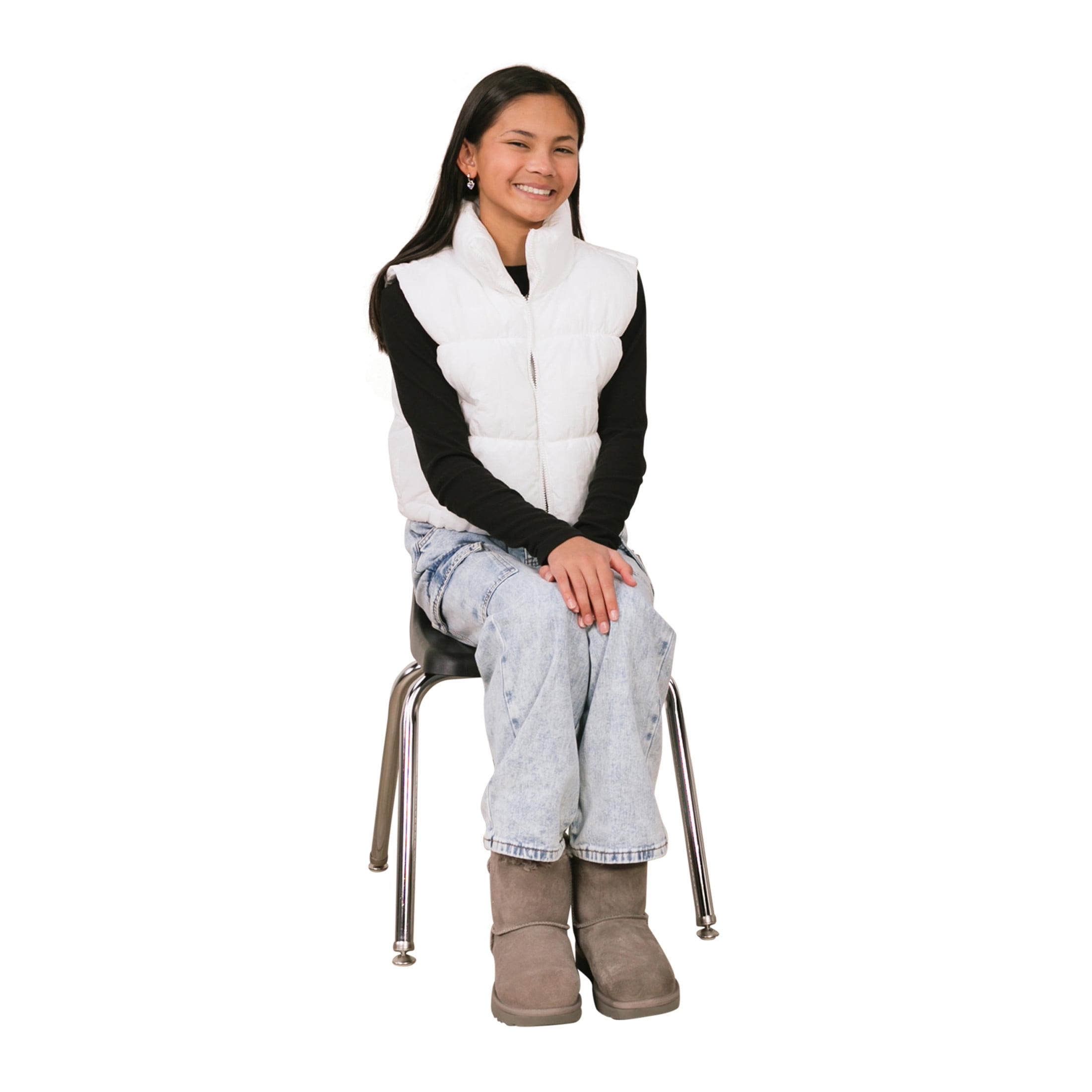 Factory Direct Partners Kids Swivel Glide Stack Chairs, Black (Set of 2)