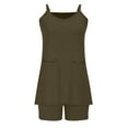 thumbnail image 4 of QATAINLAV Womens Summer Mini Romper Dress Sleeveless V Neck Spaghetti Strap Outfits Built in Shorts 2 Piece Workout Tennis Short Dress Sets Army Green M, 4 of 7
