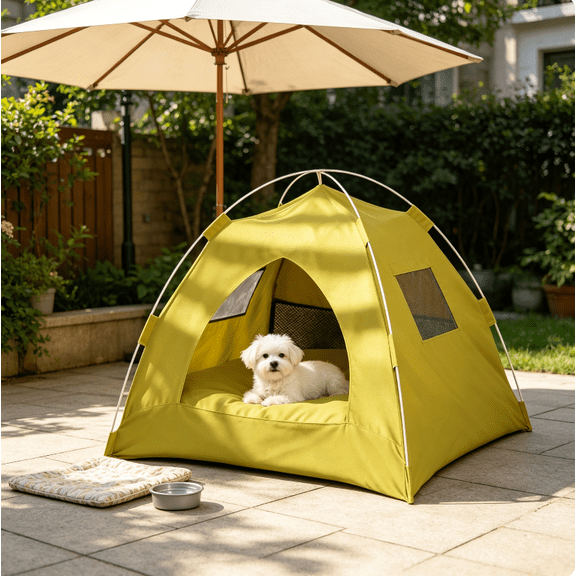 Portable and foldable outdoor shade cat tent dog tent, L Size Green Outdoor Pet Shelter Tent, Foldable Pet Bed for Camping Picnic Park Use