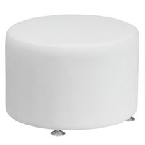 Bowery Hill Leather 24" Round Ottoman in White