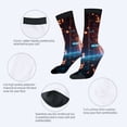 thumbnail image 3 of Futuristic Four Seasons Universal Socks (2 Pairs) - Unisex Trendy Mixed Color Socks with Glowing Orange & Blue Digital Patterns, 3 of 5