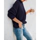 thumbnail image 3 of Jersey Saodimallsu de cuello alto de punto extragrande azul marino para mujer, 3 of 7