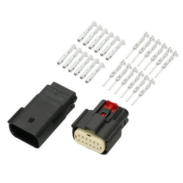 Unique Bargains 12 Pin Headlight Waterproof Connector Plug Waterproof Male Female Wire Terminal Connector for Buick 1Set