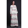 thumbnail image 3 of Bimba Polyester Georgette Ranunculus & Chrysanthemum Floral Printed Womenâ€™s Long Sleeve Elastic Waist MaxiÂ&nbsp;DressÂ&nbsp;Gown-Medium, 3 of 5