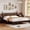 Walnut, variant on MODERNLUXE Queen Size Wood Platform Bed,Retro Bed Frame with Gourd Shaped Headboard and Wooden Slat Support,Natural