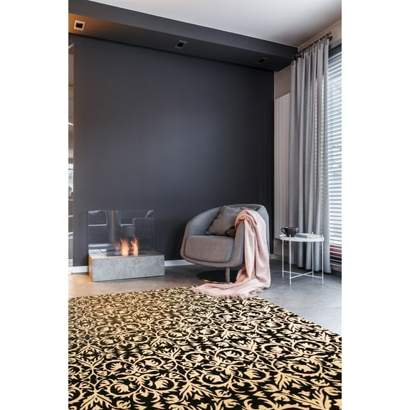 EORC Black Contemporary Abstract Morgan Area Rug