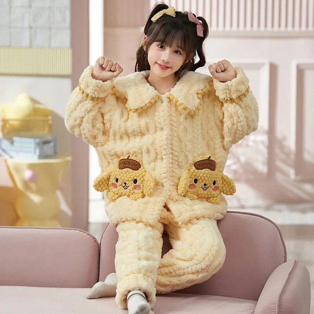 Disney LinaBell Stitch Hello kitty chico chica ropa de dormir intensificación cálido lindo Anime pijamas de invierno ropa de descanso regalo de Navidad