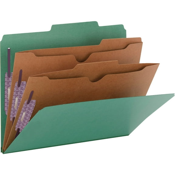 Smead, SMD14083, Pocket Divider PressBoard Classification Folders, 10 / Box, Green