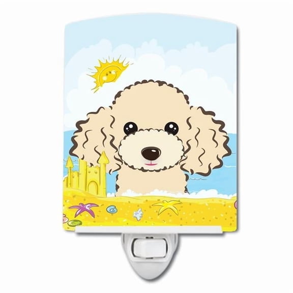 Caroline's Treasures BB2126CNL Buff Poodle Summer Beach Ceramic Night Light, 6x4x3", multicolor