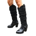 thumbnail image 5 of YLYL Women's Heeled Knee High Boots Block Heel Slouchy Boot Comfortable Round Toe Fashion Long Boots, 5 of 9