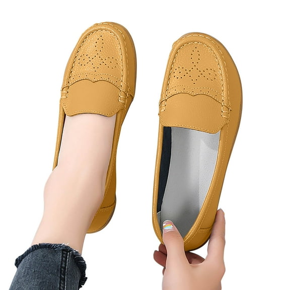 Viluyesy Womens Wedge Loafers, Soft Sole Non-Slip Arch Support Shallow Comfort Breathable Shoes Yellow