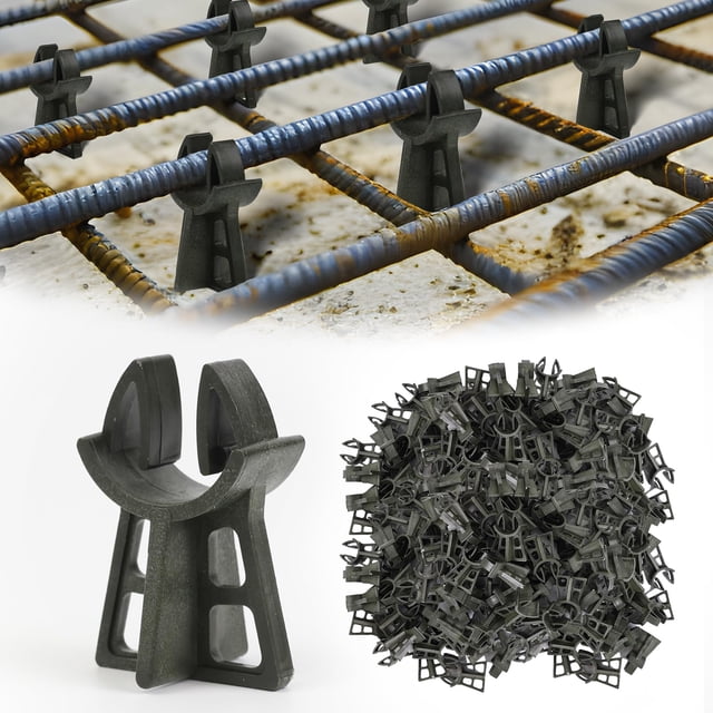 Strasee 100Pcs 1-3/16" Snap Rebar Chairs Plastic Rebar Concrete Chair Fit 3-5 Size Heavy Duty Solid Construction Anti Rust M076