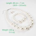 thumbnail image 3 of Large Pearl Jewelry Set Imitation Pearl Necklace Cherry Bracelet Stud Earrings Women's Necklace Round Cultured Chain Pearl Bracelet Pearl Earrings for Wedding Events Party - White, 3 of 5