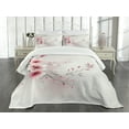 thumbnail image 4 of Ambesonne Pink Quilted Bedspread Set 3 Pcs, Japanese Sakura Flowering Sky, King Size, Pale Grey Magenta Blush, 4 of 4