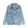 thumbnail image 1 of Veste en Jean Déchirée pour Femmes, Chaude, Boutonnée, Courte, avec Poche, Décontractée et Élégante, 1 of 7