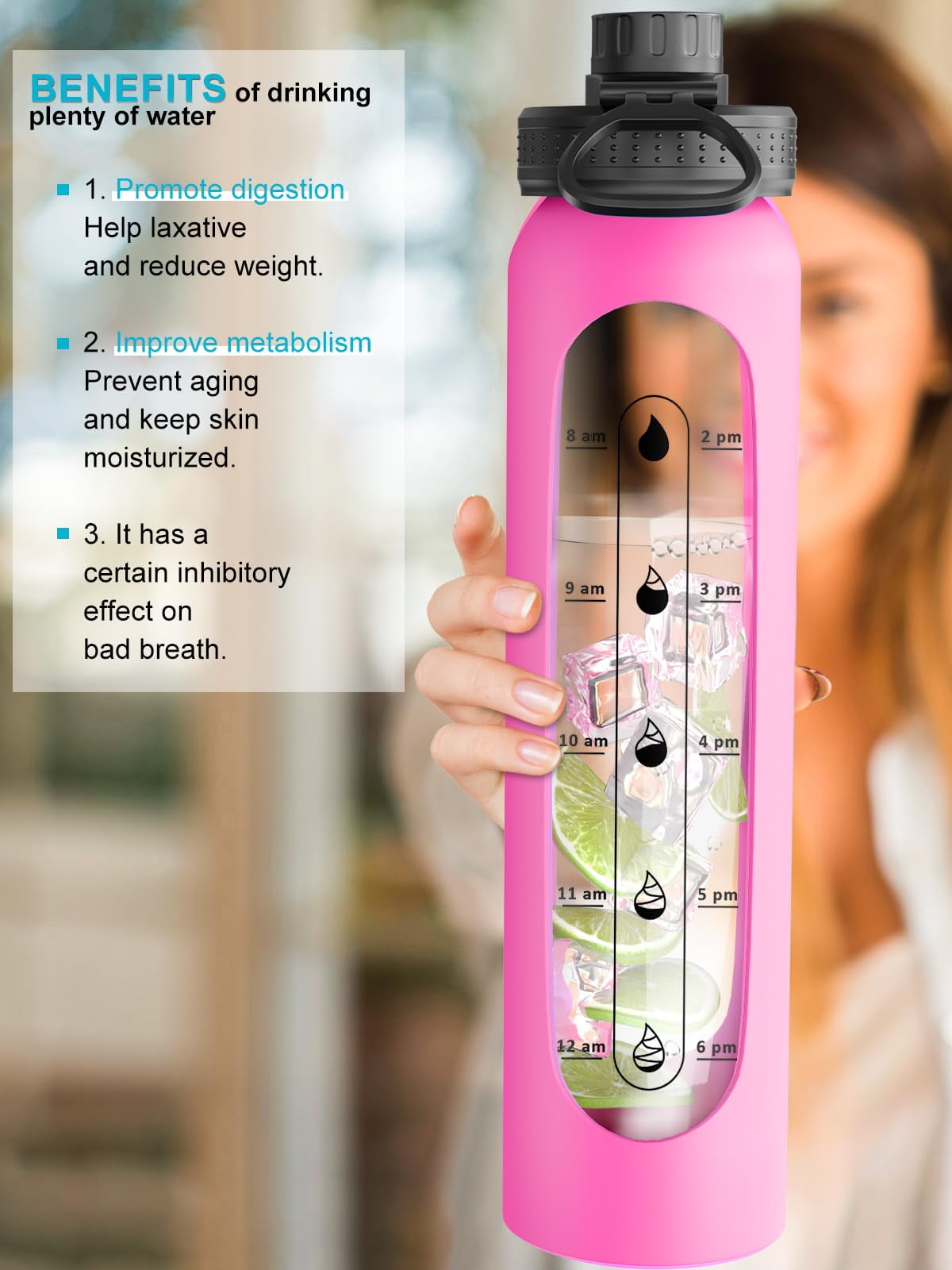 BEAU BIG SLEEVE - Silicone Sleeve: Glass Water Bottle: 32oz