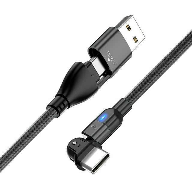 180-degree Bending Data Cable PD60W Low Power Consumption Fast Charging Cable A+C to C Two-in-one Data Cable with Fast Transmission LED Indicator for Mobile Phone Notebook