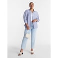 thumbnail image 2 of Terra & Sky Women's Plus Linen Striped Boyfriend Shirt, Sizes 0X-5X, 2 of 5