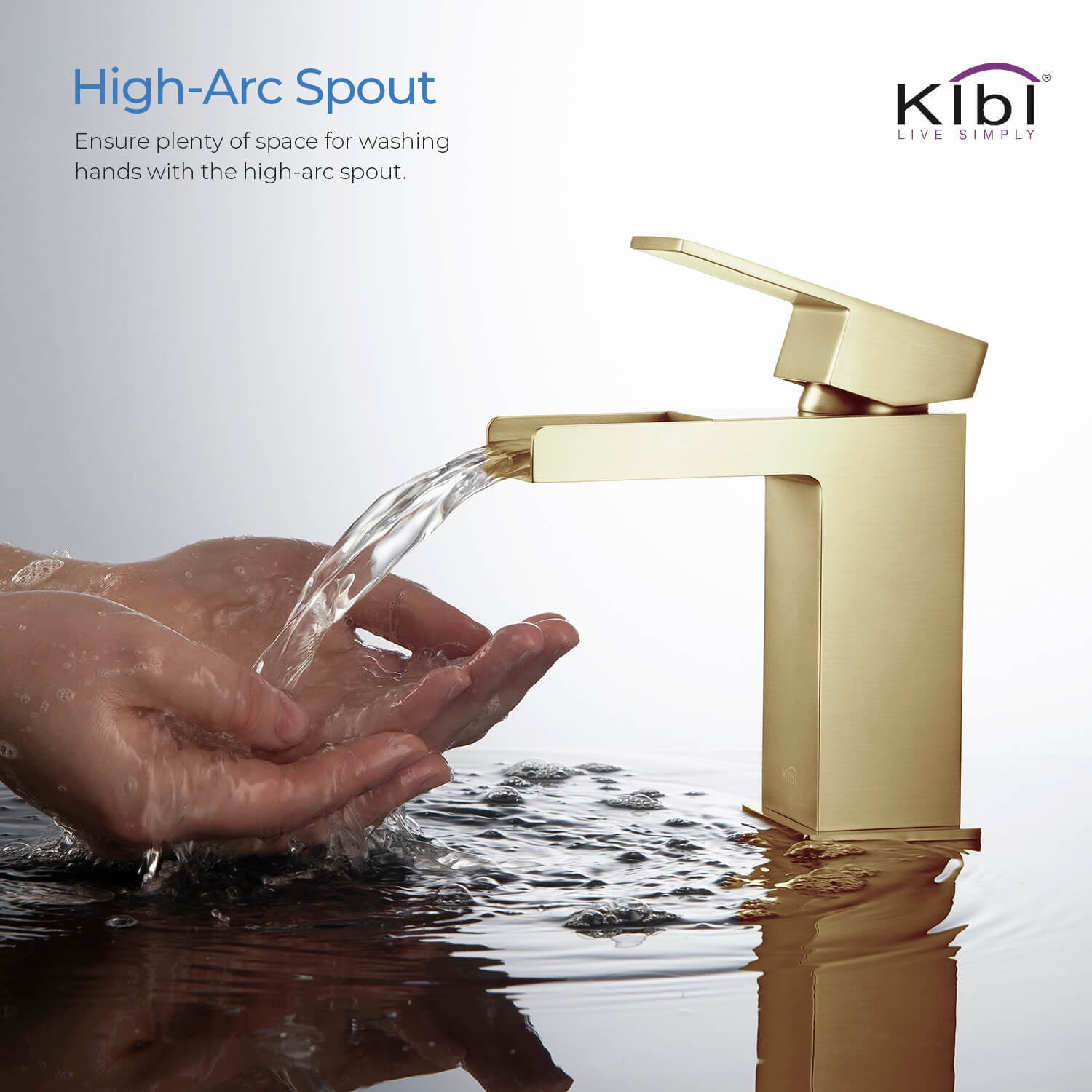 Kibi Waterfall Single Handle Bathroom Vanity Sink Faucet with Pop Up Drain