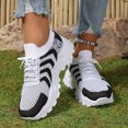 thumbnail image 2 of Womens Platform Sneakers Color Block Knit Mesh Lace up Tennis Shoes Comfortable Arch Support Cushioning Running Shoes Black Size 5.5, 2 of 6