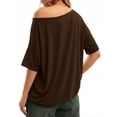 thumbnail image 3 of MOYIKO Womens Off The Shoulder Tops Oversized T-Shirts Short Sleeve Tees Summer Casual Fashion Clothes, 3 of 6