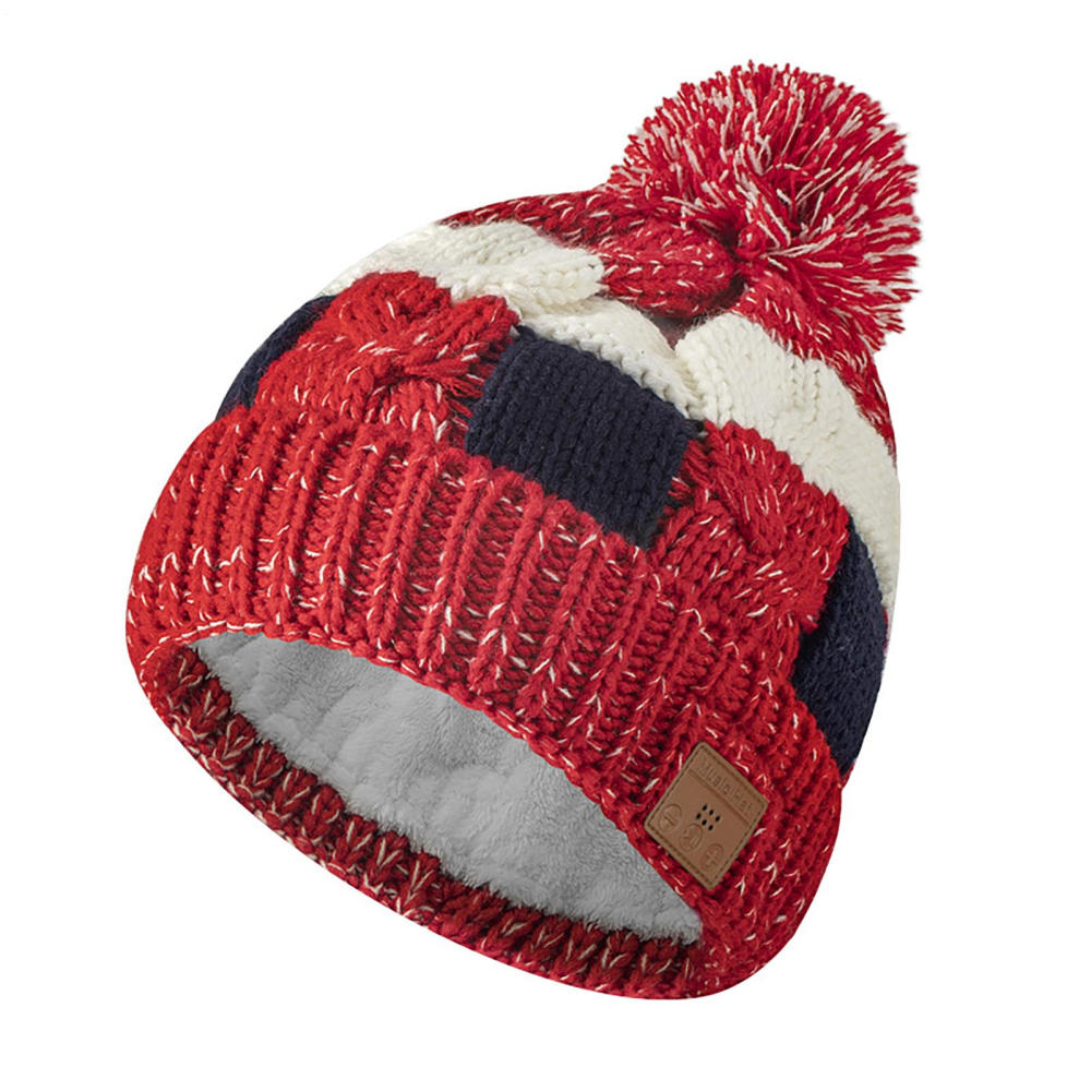 Wireless Beanie Hat Headphones | Music Winter | Knit Stereo Headphone Cap Women Soft Hat with Pompon | for Skiing