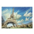 thumbnail image 1 of Paris Cutting Board, Famous Eiffel Tower France and Cloudy Autumn Sky Bare Branched Trees Fall Season, Decorative Tempered Glass Cutting and Serving Board, in 3 Sizes, by Ambesonne, 1 of 2