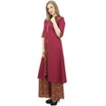 thumbnail image 6 of Phagun Women's Indian Clothing Maroon A-Line Kurti Kurta Dress With Palazzo-4, 6 of 6