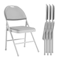 thumbnail image 1 of Sillas Plegables Tapizadas (Juego de 4) – Asiento Cómodo de Piel Sintética, Marco de Metal Resistente, Patas con Protector, Ideales para Sala, Comedor, Terraza o Uso en Exterior, 1 of 16