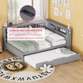 thumbnail image 4 of Bellemave Full Size Daybed with L-shaped Bookcases and Trundle Full Storage Platform Bed Frame with Built-in Shelves and Charging Station for Teens, No Box Spring Needed, Gray, 4 of 13