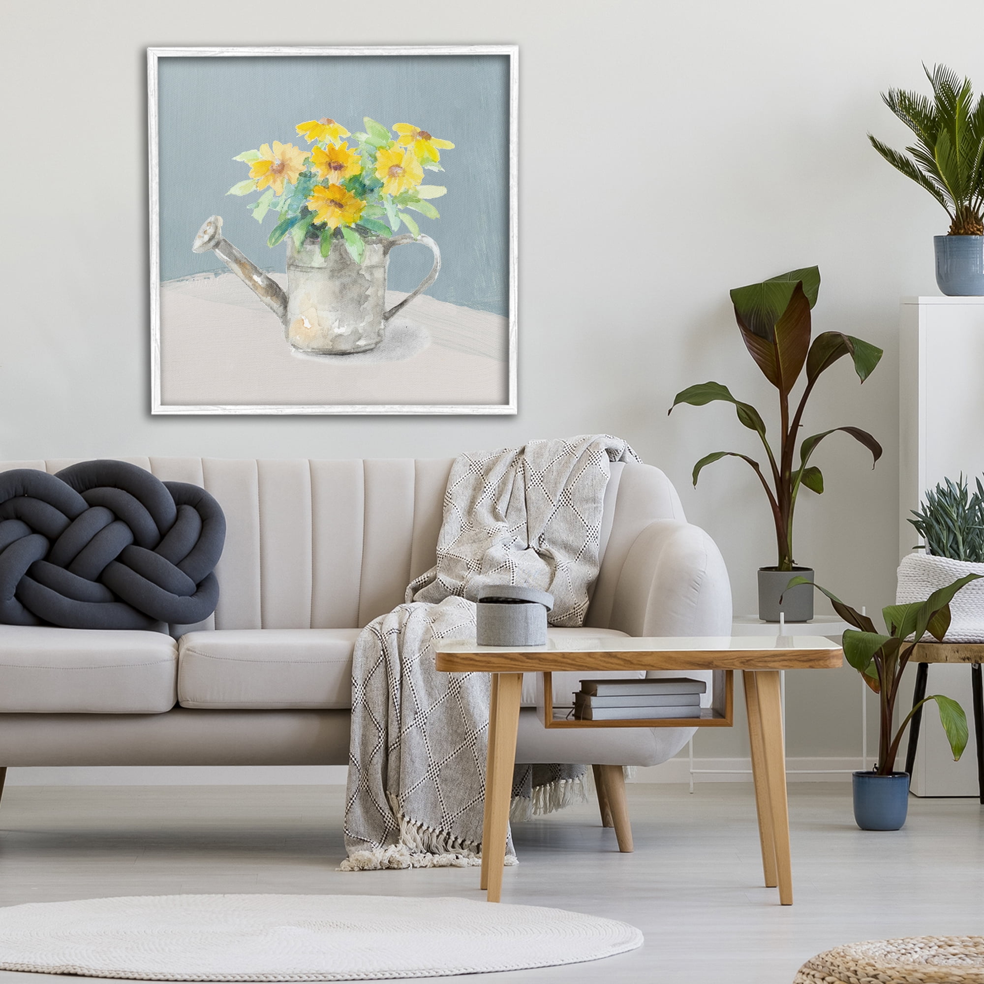 Stupell Industries Daisies in Watering Can White Framed Giclee Art, design by Lanie Loreth
