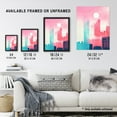 thumbnail image 3 of Abstract Geometric Metropolis Cityscape Coral Pink Turquoise Blue Pastel Colour Artwork Unframed Wall Art Print Poster Home Decor Premium, 3 of 5