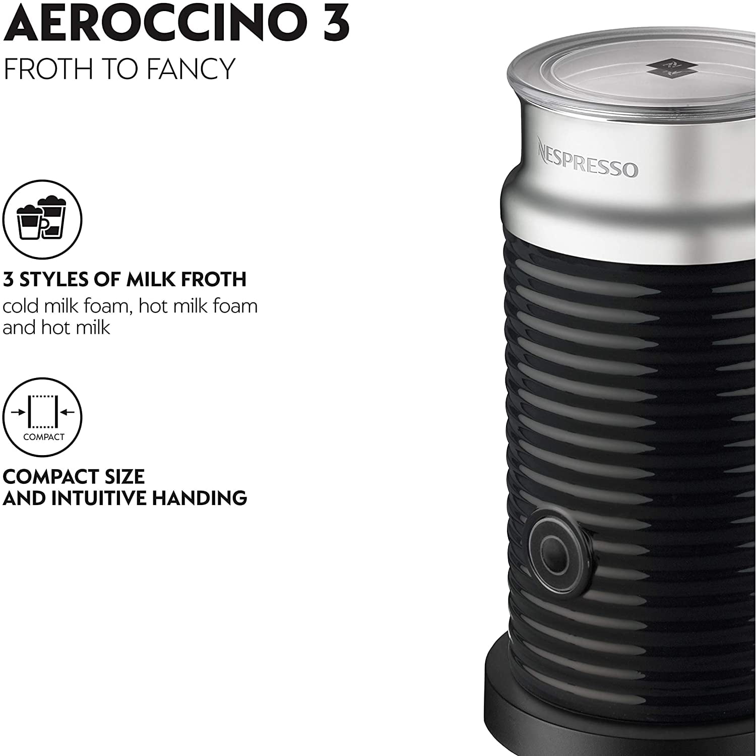 naaien textuur Oneerlijkheid Nespresso Aeroccino 3 Milk Frother - Walmart.com