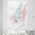 thumbnail image 1 of Beach Saying Tapestry, Cool Breeze Take me to the Ocean on Text Surf Board, Wall Hanging for Bedroom Living Room Dorm Decor, 60W X 80L Inches, Charcoal Grey Cadet Blue and Pale Pink, by Ambesonne, 1 of 2