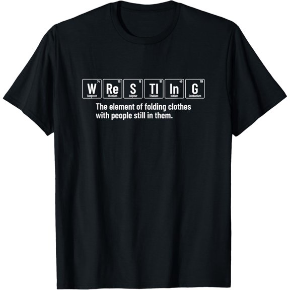 Wrestling Definition - Funny Wrestler Periodic Elements T-ShirtMen and women, Black T-shirt, size: Extra large S-4XL