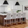 thumbnail image 5 of Velvet Upholstered Bar Stools Set of 4 with Back and Wood Legs, Metal Pulling Ring, Armless Counter Height Barstools for Kitchen Island, Pub, 5 of 8