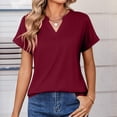 thumbnail image 5 of Resicozy Womens Summer Tops Short Sleeve Basic Casual V Neck T Shirts Trendy Lightweight 2026 Wine XL, 5 of 7