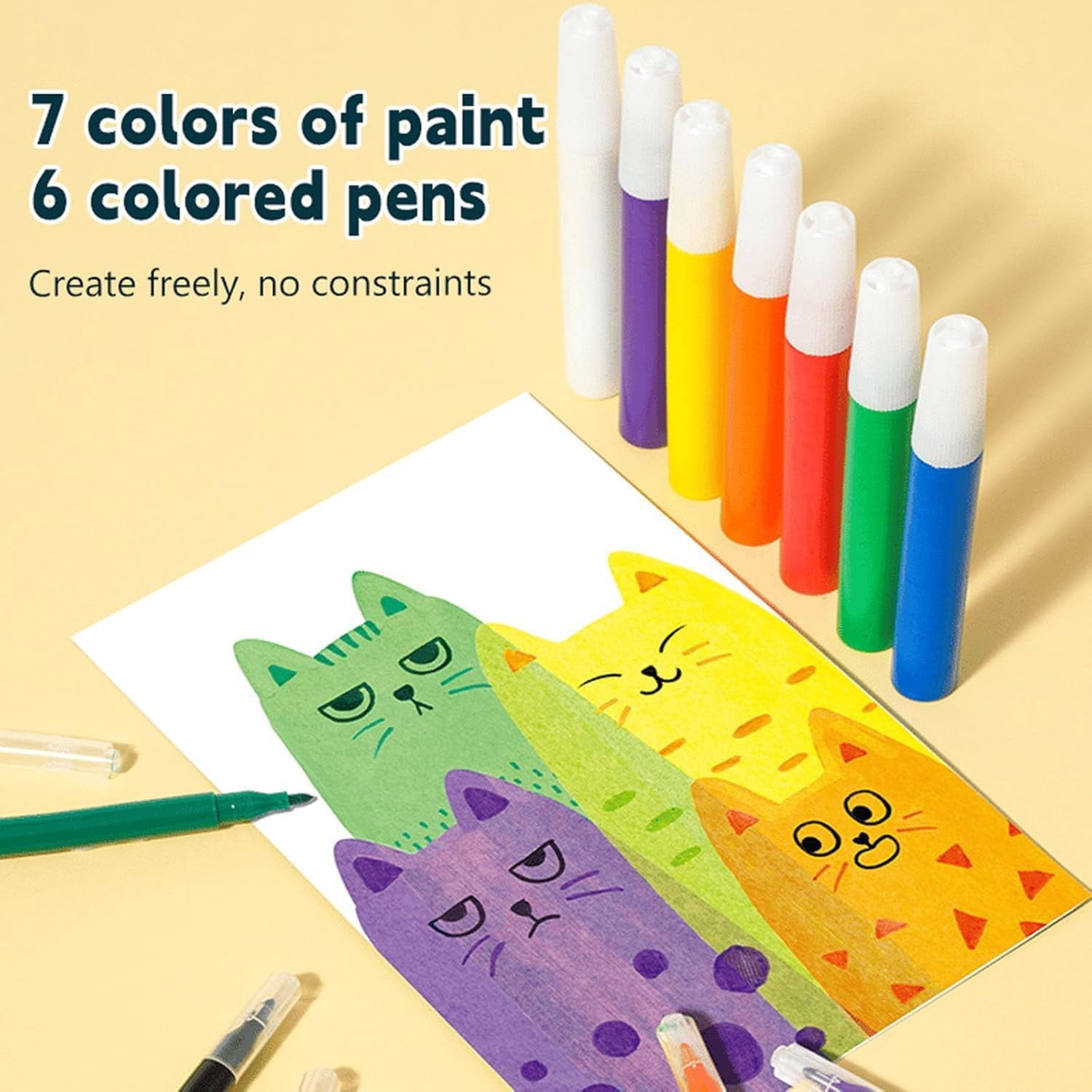 Rainbow Squeeze Art Kit 20pcs – DIY Squeegee Painting Set with Color Scratch Paper & Tools, Creative Craft Activity, Stress Relief Art Supplies, Postcard Design