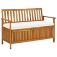 thumbnail image 1 of Reja Outdoor Storage Bench, 47 Inch Brown Solid Acacia Wood, White, 1 of 1