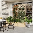 thumbnail image 2 of Outdoor Privacy Screen with Planter Box - 2-Panel Freestanding Garden Fence,41"x10"x65" Tall Outdoor Divider with Drain Holes & Raised Bed for Patio,Deck & Backyard (Natural Wood), 2 of 7