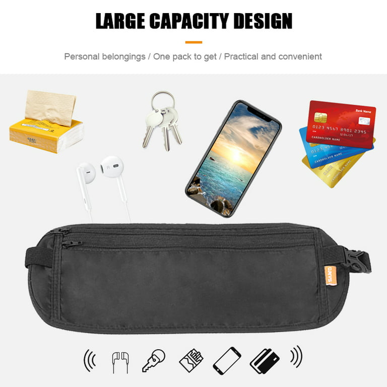 Anywhere Belt Bag with Adjustable Strap Small Waist Pouch for Running  Travelling Hiking Shopping with BONUS Black Key Wallet (Jet Black)