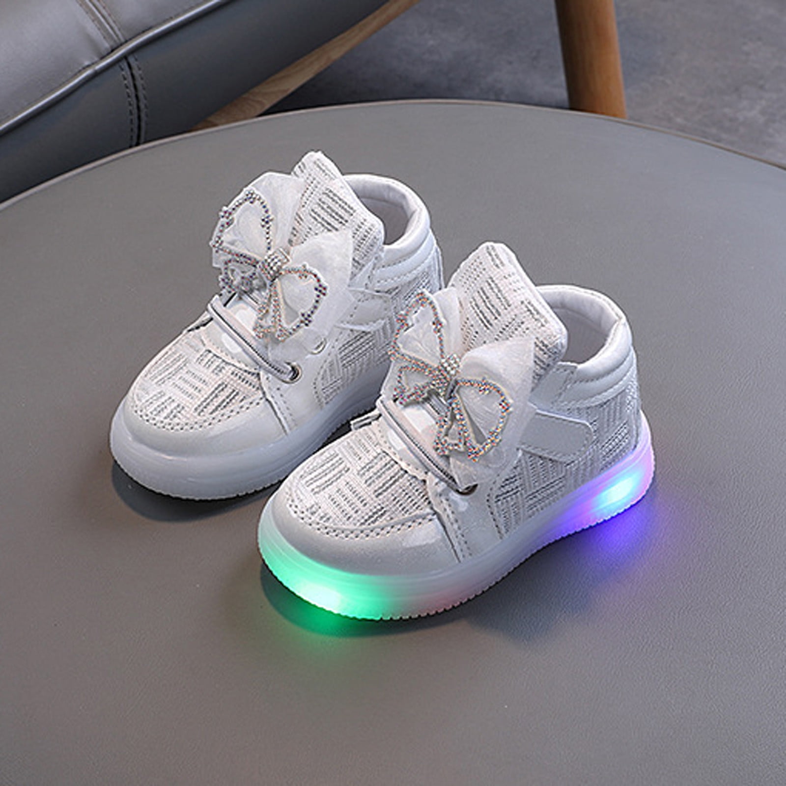 トップス HYSDA HAOTAGS Toddler Girls Shoes with LED Light Up Shoes Bowknot