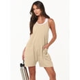 thumbnail image 5 of ANRABESS Summer Jumpsuits for Women 2026 Casual Adjustable Spaghetti Strap Rompers for Women Outfits Sleeveless Loose Shorts Overalls with Pockets Khaki L, 5 of 10