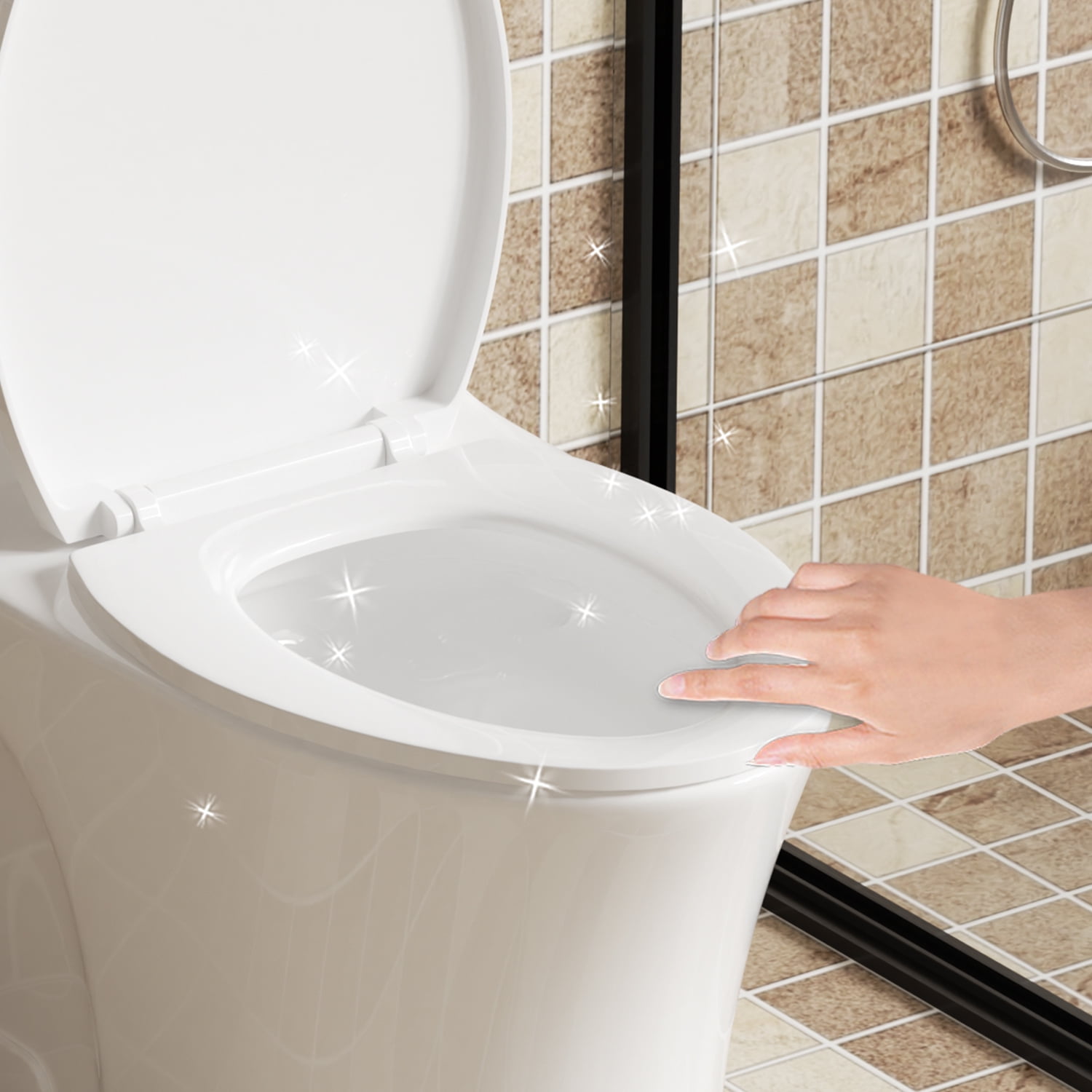 One-Piece Toilet,1.1/1.6 GPF Elongated Modern Toilet,Soft Closing Seat,Siphonic S-trap,Gloss White