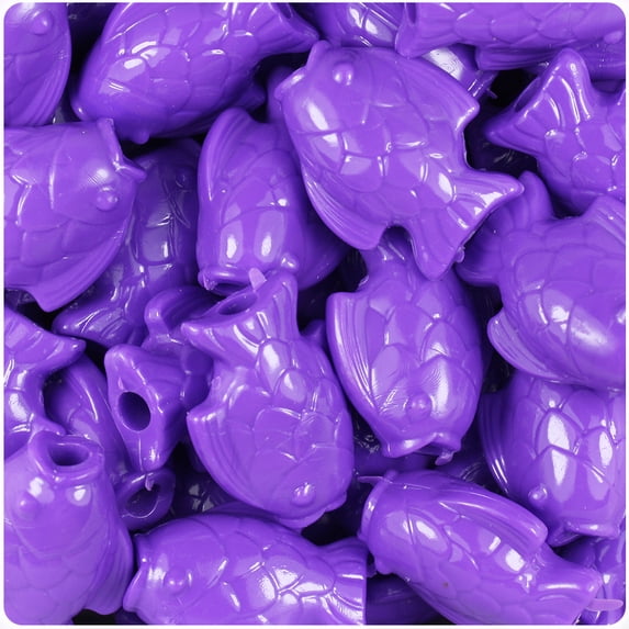 BeadTin Dark Lilac Opaque 24mm Fish Pony Beads (24pcs)