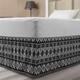 thumbnail image 1 of Tribal Bed Skirt, Primitive Illustration of Various Shapes and Motifs Cultural Vibes, Elastic Bedskirt Dust Ruffle Wrap Around for Bedding Decor, 4 Sizes, Charcoal Grey White, by Ambesonne, 1 of 2