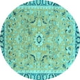 thumbnail image 1 of Ahgly Company Indoor Round Oriental Light Blue Modern Area Rugs, 5' Round, 1 of 4