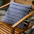 thumbnail image 3 of TOWN & COUNTRY TERRA Alara Textured Geo Stripe Handcrafted Indoor Outdoor Decorative Pillow, 100% Recycled Materials, UV Fade Resistant, Water Repellent, Blue/Ivory, 20"x20", 3 of 9