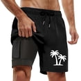 thumbnail image 4 of ibiyuan Men Swim Trunks with Compression Liner Quick Dry Mens Bathing Suits Drawstring Waist Beach Board Shorts Zipper Pockets Stretch Cute Print Beach Surf Swimwear,Black-G, 4 of 4