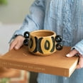 thumbnail image 3 of Bloomingville Bloomingville Hand Painted Stoneware Planter with Handles, Brown and Black, 3 of 8